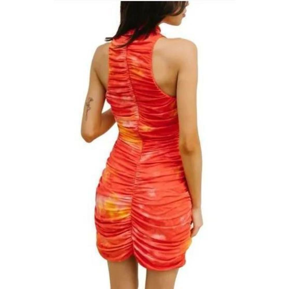 Torn by Ronny Kobo Women's Orange Sunset Kit Ruched Mini Dress XS - Picture 2 of 6